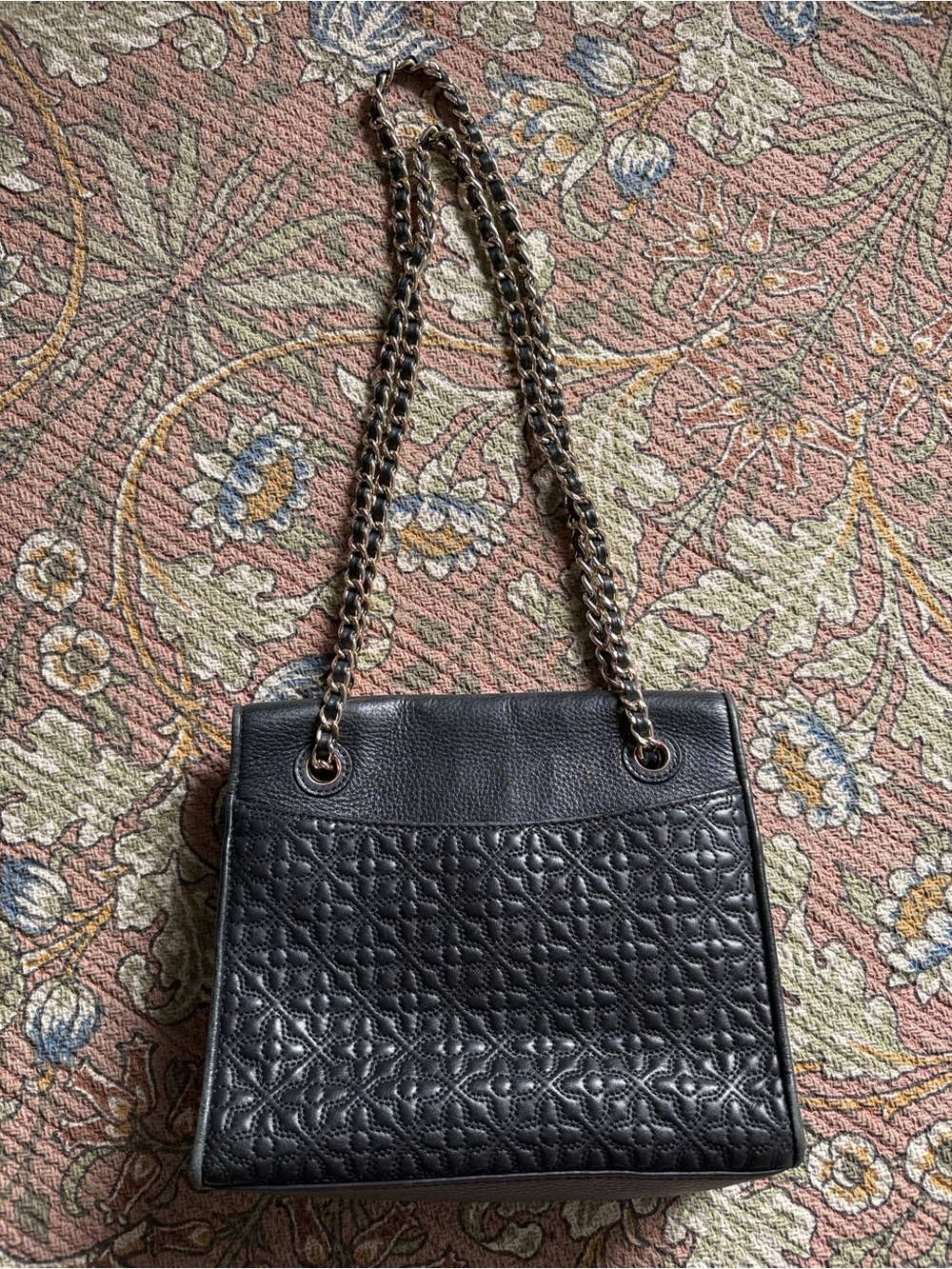 Tory Burch Black Quilted Leather Shoulder Bag with Chain Straps